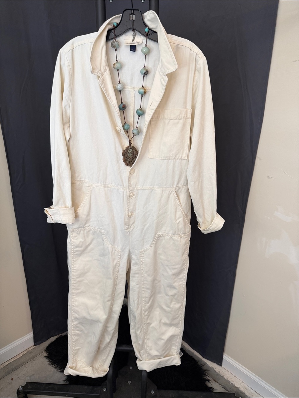 Universal Thread Cream Cotton Coverall Jumpsuit